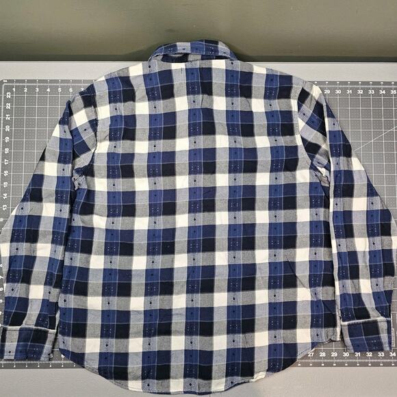 Frye Flannel Shirt Mens XL Blue Plaid Western Workwear Outdoors Preppy Work - Picture 9 of 12